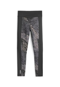 Leggings med en blandning av djurmönster i grått, svart och taupe, med en sömlös midjeband och kontrasterande sidopaneler.