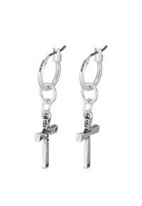 CROSSOVER HOOP EARRINGS - Brincos - antique silver-coloured