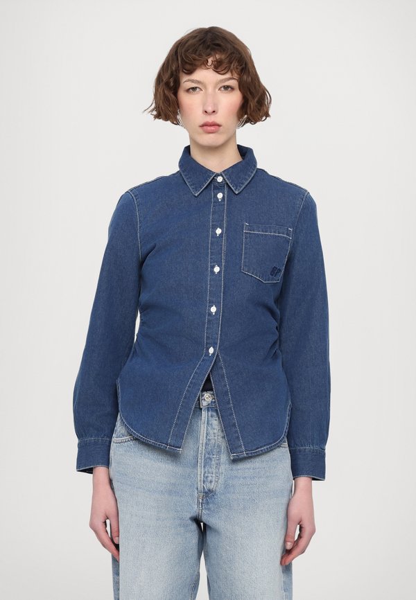 MARIA - Button-down blouse - light worn denim