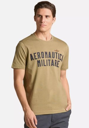 LOGO IN FELTRO - T-shirt con stampa - beige