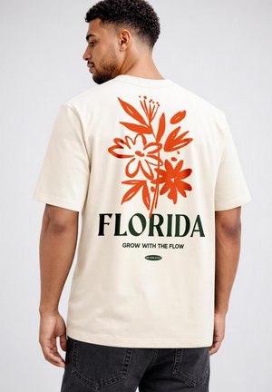 Neverless, HERREN T-SHIRT - FLORIDA FLOWERS - OVERSIZED RELAXED FIT SOMMER - T-Shirt print - hell-beige