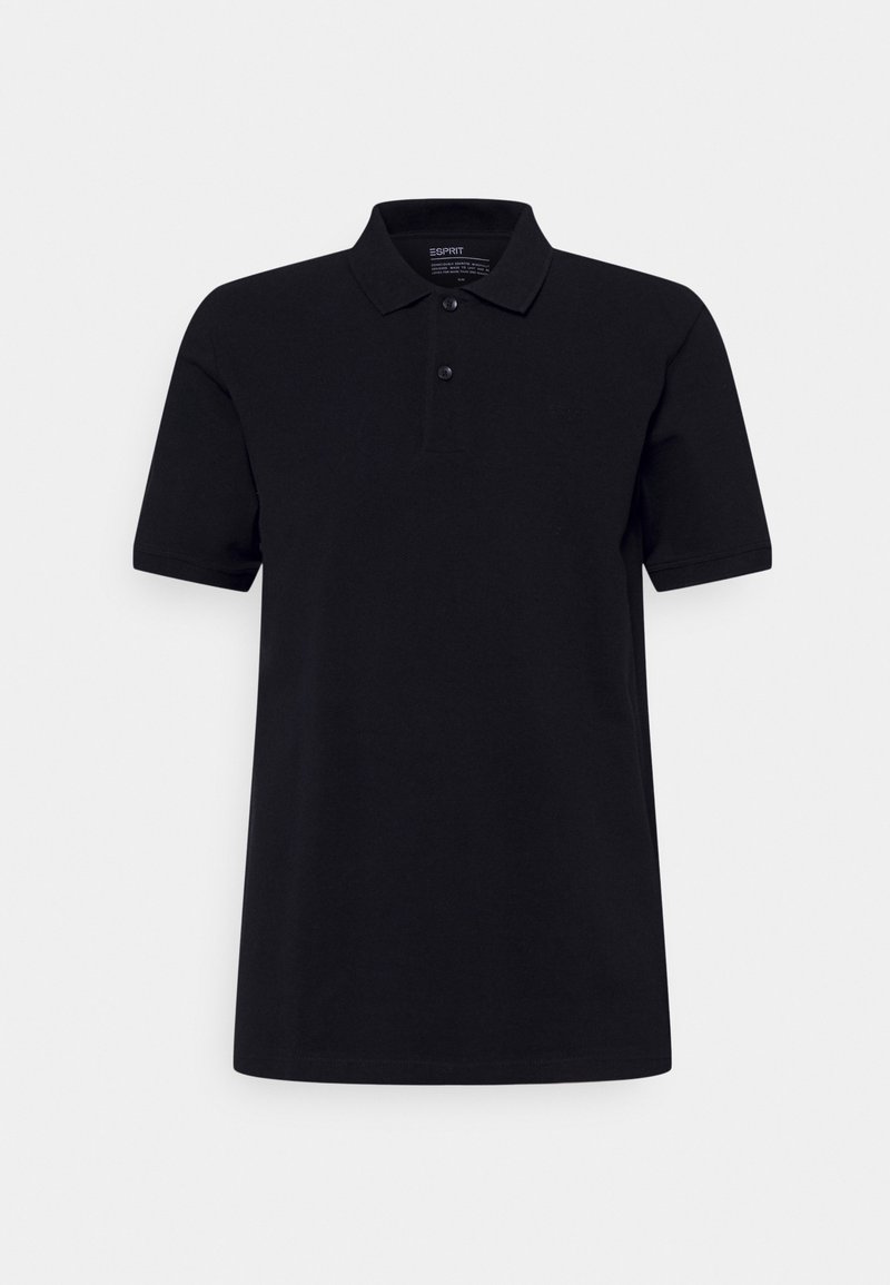 Svart polo t-shirt i bomull med klassisk krage, korta ärmar och treknapplåsning. Minimalistisk design utan mönster.