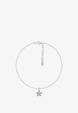 Delicaat zilveren kettingarmbandje met een klein stervormig bedeltje versierd met heldere kristallen en een verstelbare sluiting.