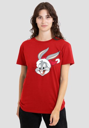 Cotton Soul, LOONEY TUNES BUGS BUNNY SANTA HAT - Print T-shirt - red
