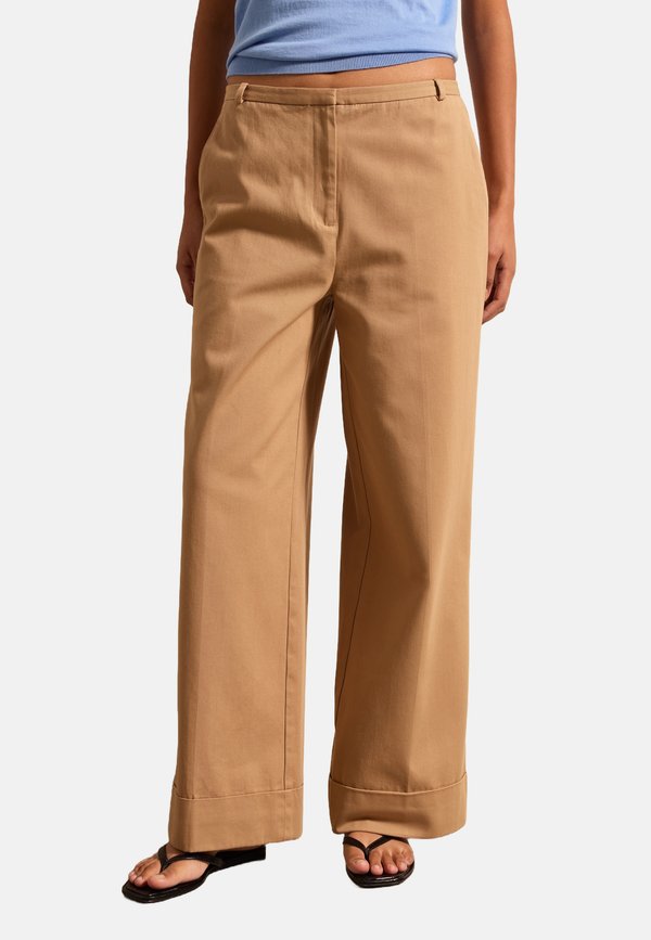 SOLID COLOUR WIDE - Stoffhose - dark beige