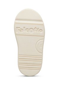 Suola di gomma di colore chiaro con scanalature orizzontali e verticali testurizzate. Presenta il logo "Falcotto" in rilievo e l'indicatore della taglia.