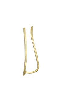 Goldfarbener Haarnadel mit einem glatten, geschwungenen Design. Die Nadel hat eine schlanke Form und eine glänzende Oberfläche, die eine elegante visuelle Anziehungskraft schafft.