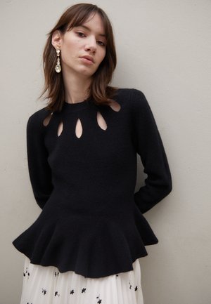 Erdem SLIM FIT CREW NECK PEPLUM JUMPER - Strickpullover - black