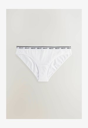 Bílé bavlněné slipy s černým elastickým pasem s logem "NEXT". Jednoduchý design, měkká textura a klasický střih spodního prádla.