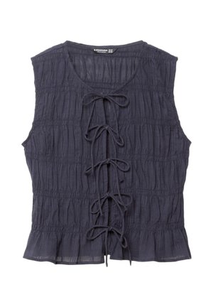 Stradivarius CREASED WITH TIES - Blouse - dark blue