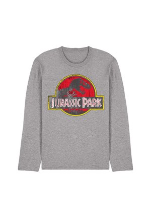 Universal Studios, JURASSIC PARK DISTRESSED LOGO - Long sleeved top - mottled light grey