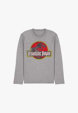 Universal Studios, JURASSIC PARK DISTRESSED LOGO - Long sleeved top - mottled light grey