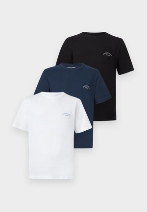 JJCOLLEGE LOGO TEE CREW NECK 3 PACK - T-shirt basique - navy blazer/black/bright white