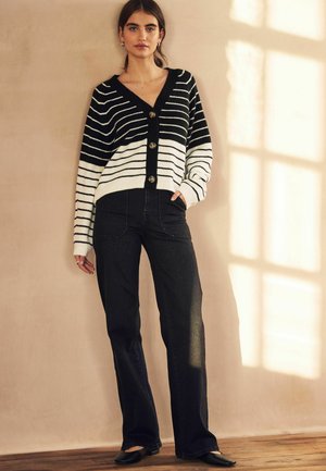 Next STRIPE THROUGH REGULAR FIT - Strickjacke - black and white