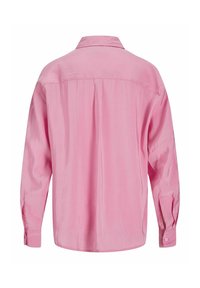 Camicia a maniche lunghe di colore rosa chiaro, realizzata in tessuto liscio; presenta un colletto classico e polsini con bottoni, schiena liscia senza decorazioni.