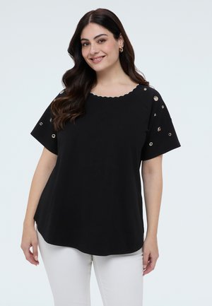 CON SCOLLO SMERLATO E OCCHIELLI - T-shirt print - nero