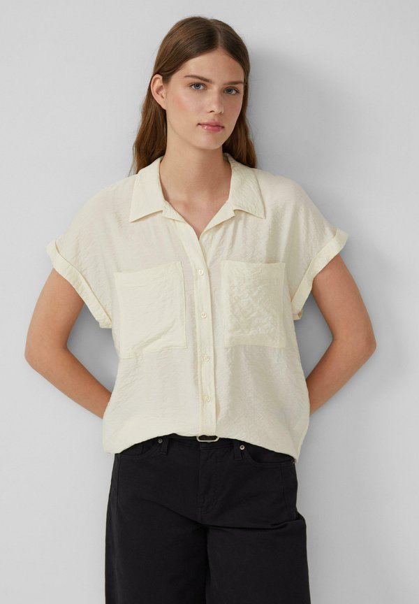 STRUKTUR MIT AUFGESETZTER TASCHE - Hemdbluse - champagner