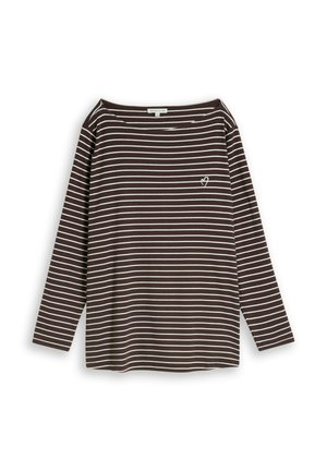 TOM TAILOR, T-SHIRT STRIPED BOATNECK - Long sleeved top - brown white stripe
