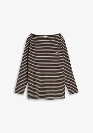 TOM TAILOR, T-SHIRT STRIPED BOATNECK - Maglietta a manica lunga - brown white stripe