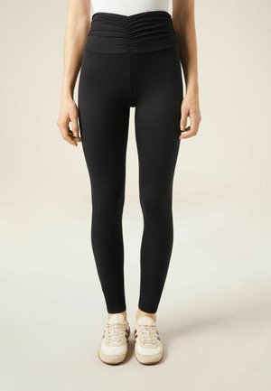 WITH RUCHING - Leggings - Hosen - black