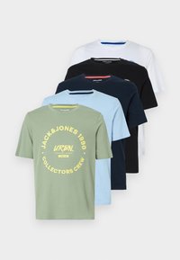 JJSIMON TEE CREW NECK 5 PACK - T-shirt con stampa - white/black/sky/chambray/iceberg