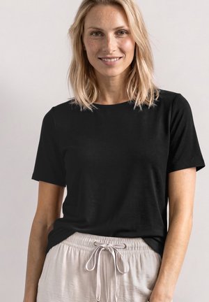 Street One BASIC T-SHIRT MIT RUNDHALS IN UNIFARBE - T-shirt basique - black