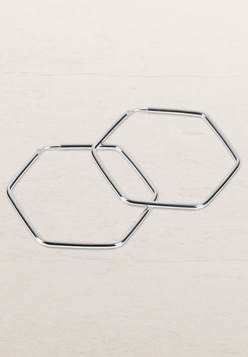modabilé HEXAGON CREOLEN 50MM SECHSECK - Ohrringe - silberfarben 