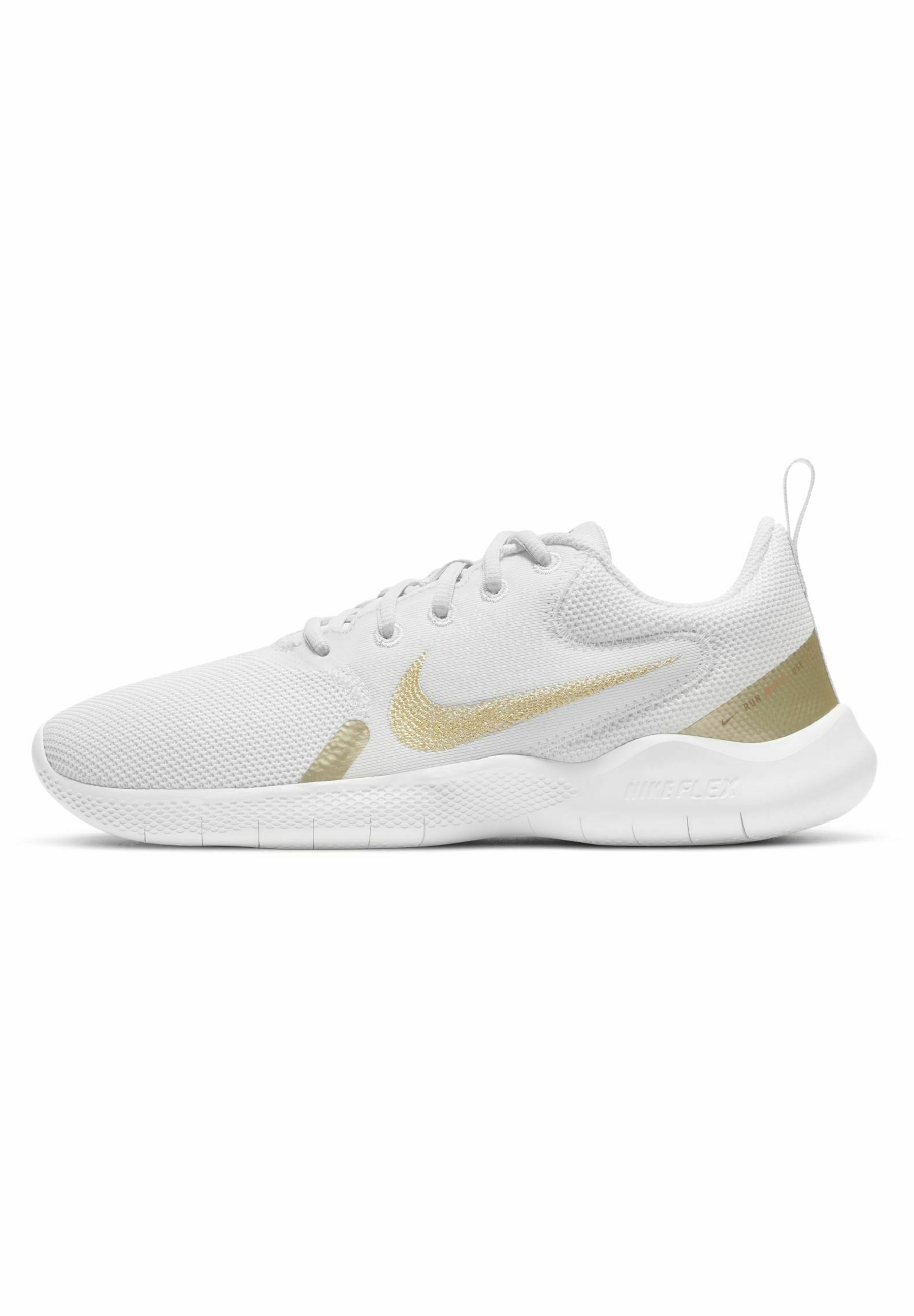 Nike Performance FLEX EXPERIENCE RN 10 - Laufschuh Wettkampf - platinum  tint/white/metallic gold star/offwhite - Zalando.de
