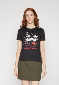 ONLY ONLMICKEY LIFE VALENTINE - Apdrukāts T-krekls - black print/love like