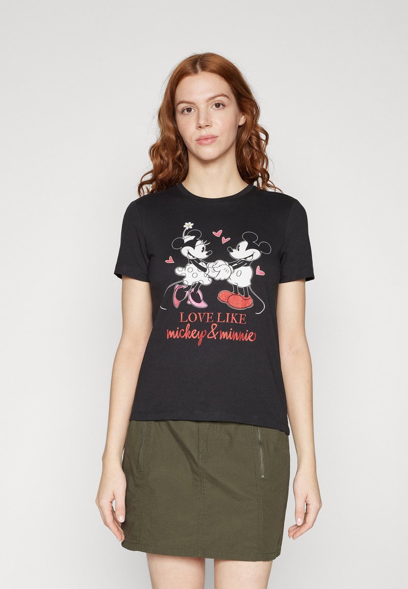 ONLY ONLMICKEY LIFE VALENTINE - Apdrukāts T-krekls - black print/love like