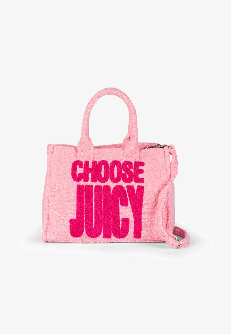 Borsa a spalla in spugna rosa con due manici, caratterizzata da un testo audace "SCEGLI SUCCULENTO" in un contrastante rosa scuro. Include una tracolla rimovibile.
