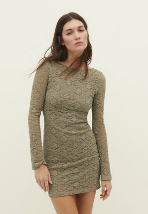 SHORT WITH BOW  - Pouzdrové šaty - khaki