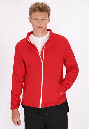 Felpa con zip - rot/weiss