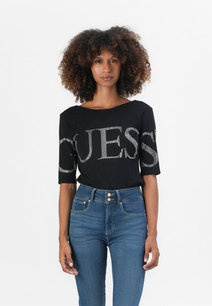 LOWBACK BLING BODYSUIT - Print T-shirt - jet black