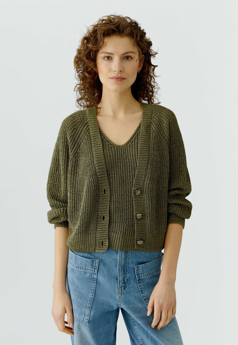 Oui Strickjacke - green garden/oliv - Zalando