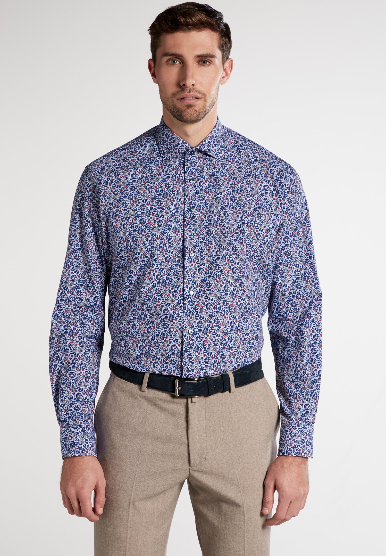 Eterna Chemise à Manches Longues Comfort FIT Twill imprimé