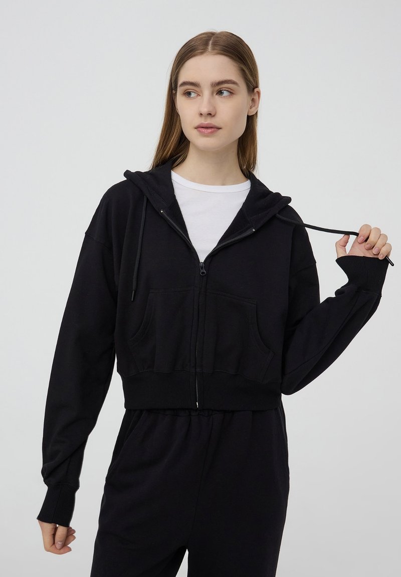 Terranova CON CAPPUCCIO - Felpa con zip - nero