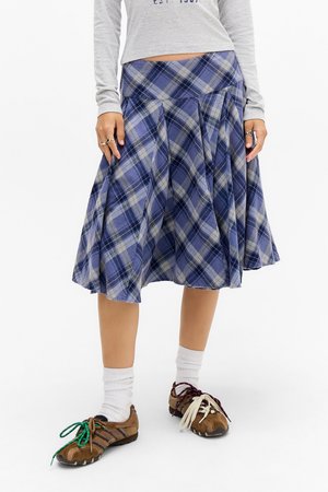OLGA CHECK MIDI SKIRT - Fustă în formă de A - blue