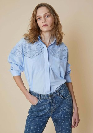 CON RICAMI - Camicia - azzurro
