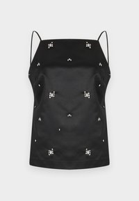 Satin Embellished Open-Back Apron Top - Top - black