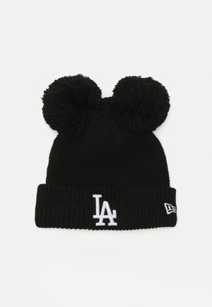 FEMALE DOUBLE POM BEANIE - Beanie - black