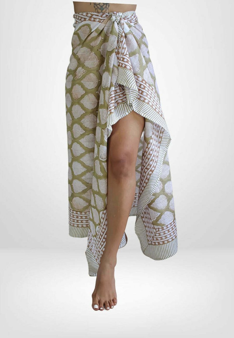 Be Sunset ALL OVER LEAVES WRAP - Dodaci za plažu - khaki