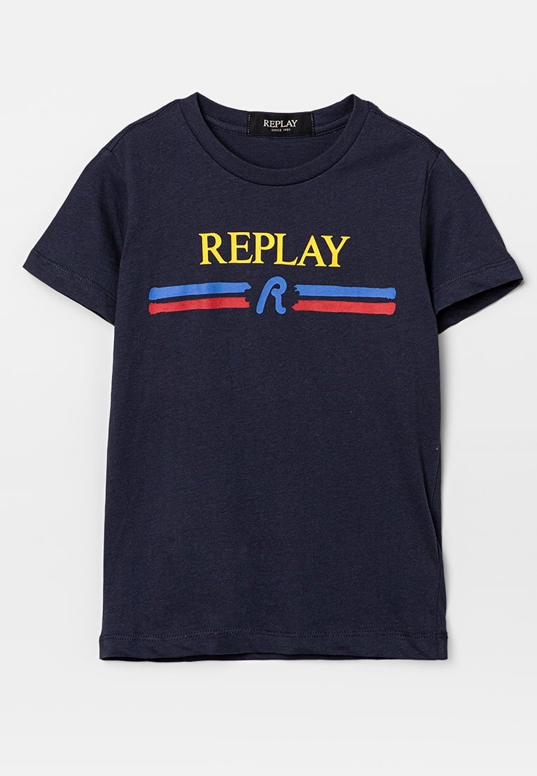 Replay T-shirt print donkerblauw