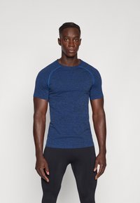 Pier One Sport SEAMLESS SPACE DYE 2 PACK - Paprasti marškinėliai - dark blue/bordeaux