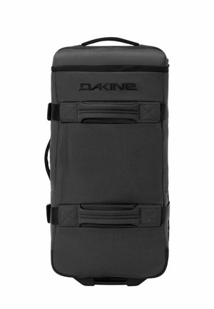 Bolsa de equipaje rectangular negra Dakine con dos asas acolchadas horizontales y un asa superior para llevar, vista desde el frente.
