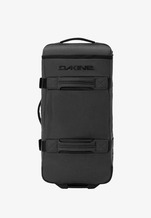 Schwarze rechteckige Dakine Reisetasche mit zwei horizontal gepolsterten Griffen und einem oberen Tragegriff, von vorne gezeigt.