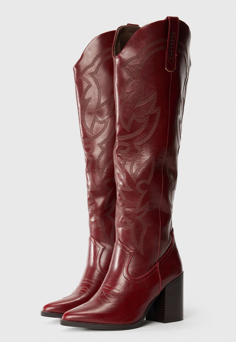 Bottes de cowboy pour femme - Talon bloc épais - Fermeture éclair latérale - Bottes de cowgirl - Bottes d'équitation courtes en cuir, AA - Noir, 8