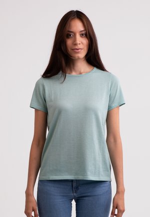 MIT RUNDHALS - T-shirt basic - minzgrün