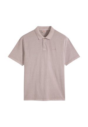 Hellgraues Kurzarm-Poloshirt mit zwei Knöpfen und Kragen, mit einem dezenten Levi’s-Logo auf der linken Brust.