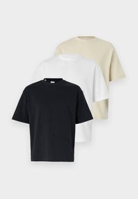 SLHLOOSEOSCAR O NECK TEE 3 PACK - T-shirt básica - oatmeal/white/black